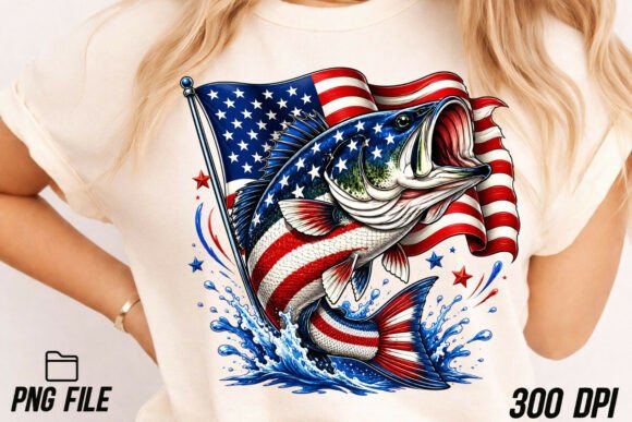 American Flag Bass Fish 4th of July Png: A Design Asset That Hooks Attention