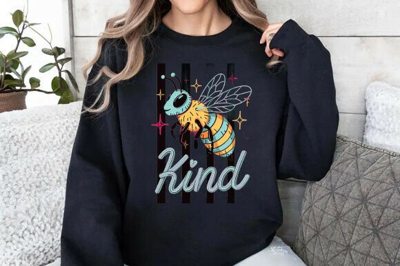 Bee Kind PNG, Trendy Quote, Good Vibes: Creative Design Asset