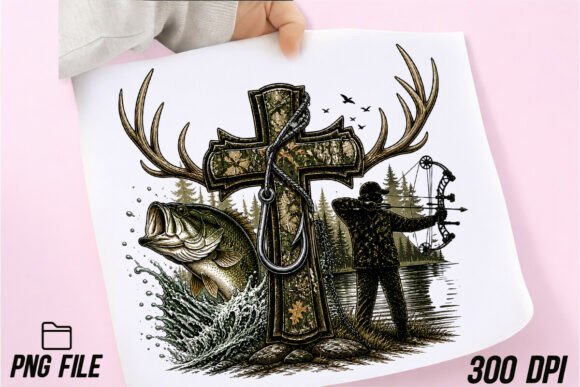Camo Cross Fishing PNG: A Faith-Based Design Asset