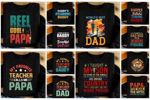 Father's Day Png T-Shirt Design Bundle: Streamline Your Holiday Merch