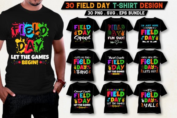 Field Day T-Shirt Design Bundle: 30 Ready-to-Use Graphics