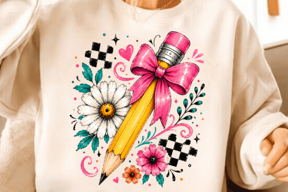 Floral Teacher Pencil PNG Sublimation: A Design Asset for Educator Creativity