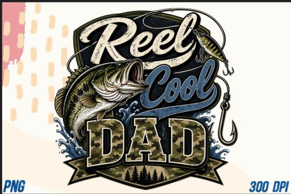Reel Cool Dad Fishing Camo PNG for Outdoor Dads